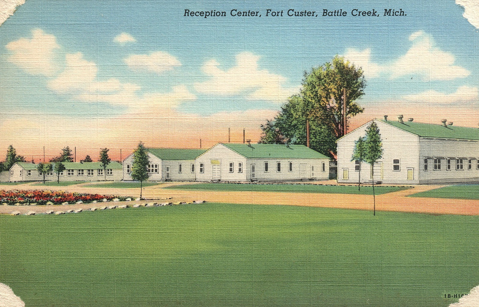 Reception Center Fort Custer Battle Creek MI Michigan Military Postcard