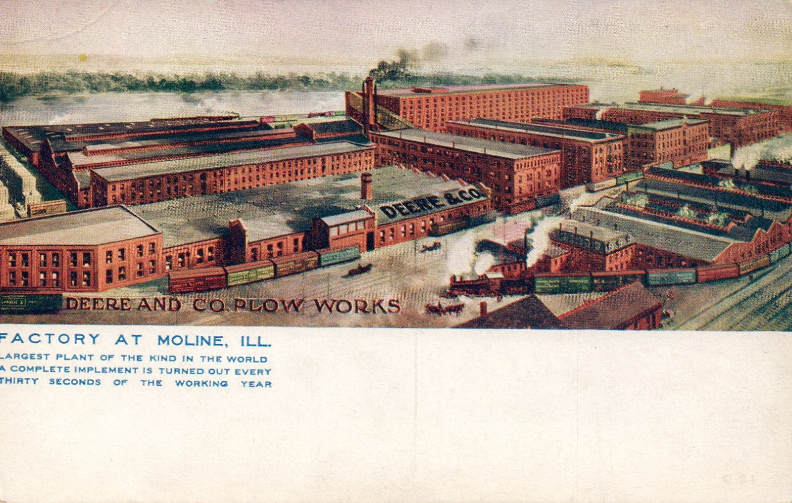 Deere and Mansur CO's works Moline ILL. US Vintage postcard