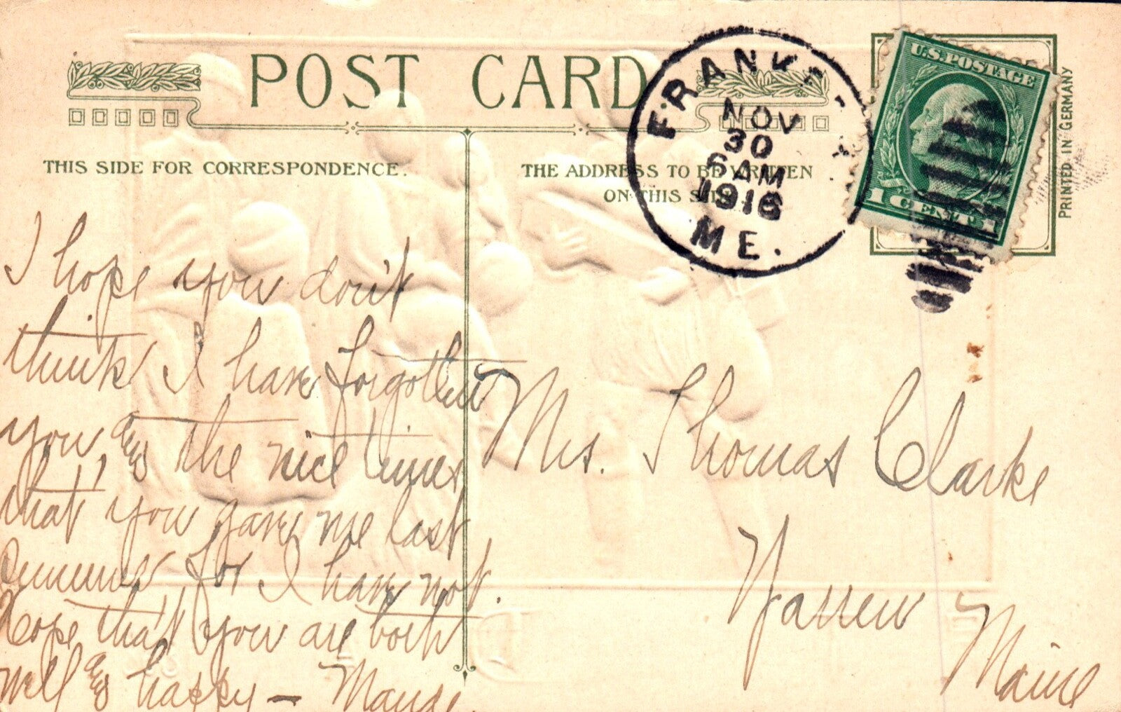 Winsch First Thanksgiving Day in Alaska 1868 Vintage Thanksgiving Postcard