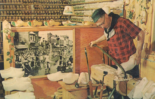 Wooden Shoe Carver Holland's Wooden Show Factory Holland MI Michigan Mich