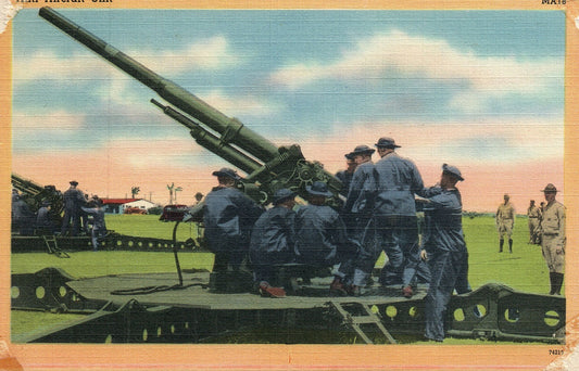 Anti Aircraft Unit Gunners Guns WWII Military Militaria  Postcard MA18