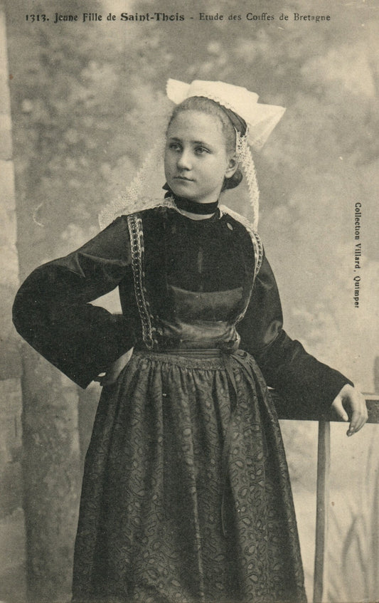 1313 Jenne Fille de Saint-Thois Coiffes de Breta French France Folklore Postcard