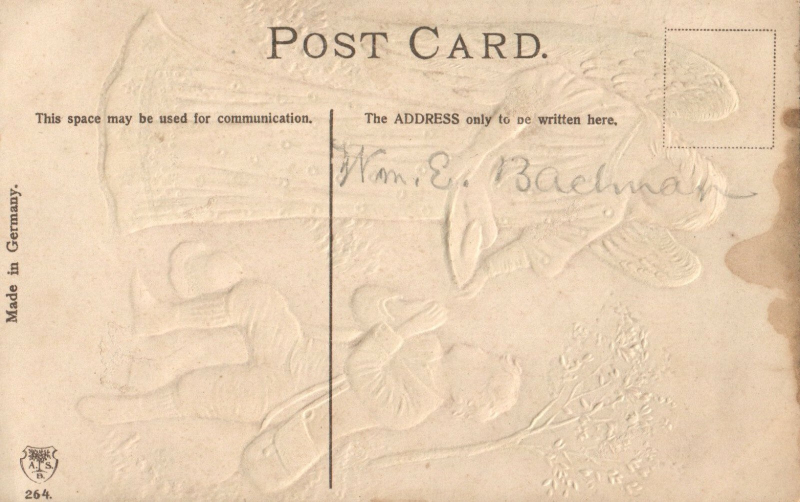 "Give Us This Day" Angel Gives Bread to Man Gold Gilt Religious Postcard 264