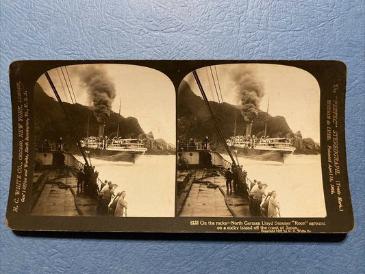 1907 Real Photo Stereoview 8122 German Lloyd Steamer Japan