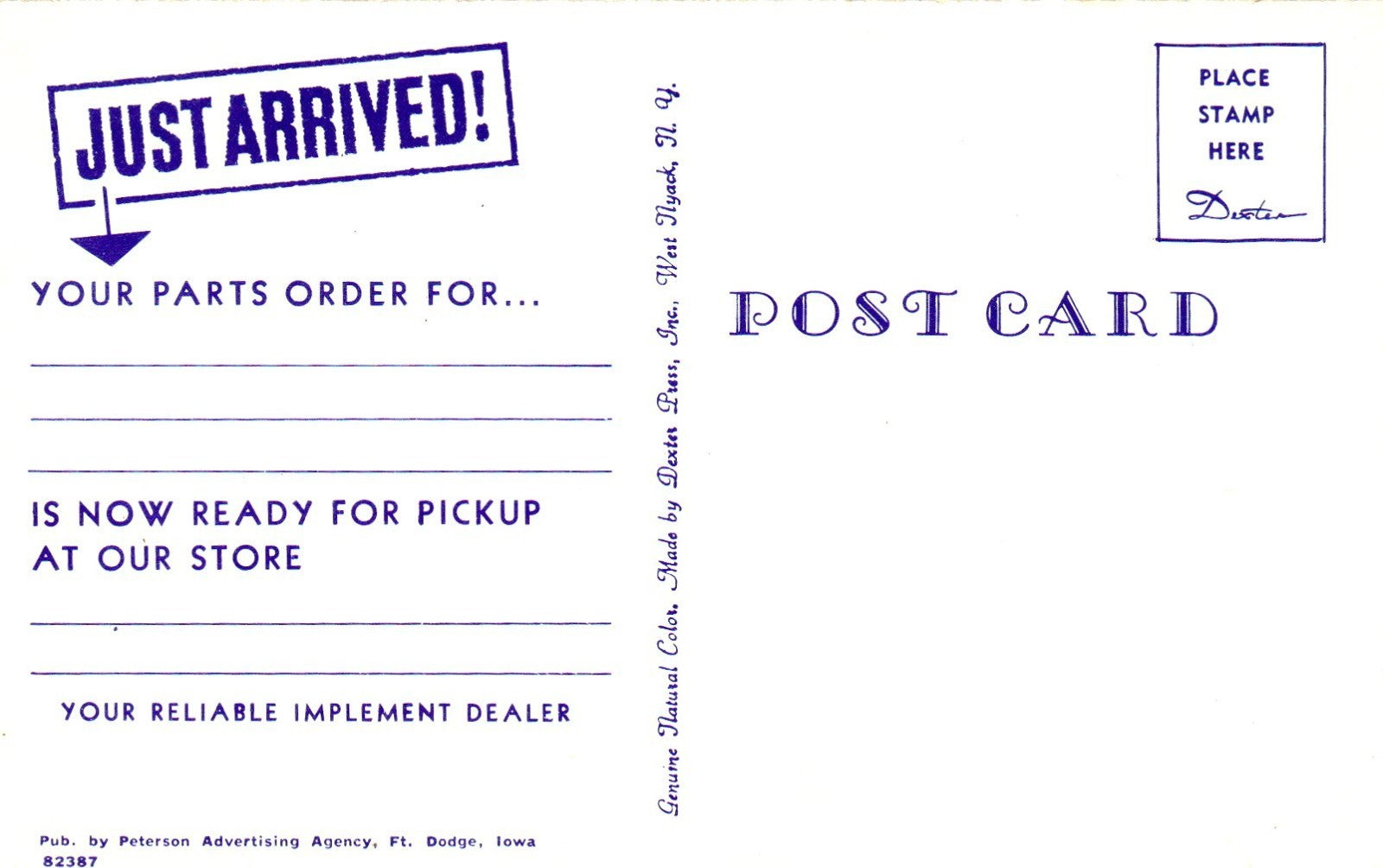 STAN. HOIST loader tractor vintage postcard