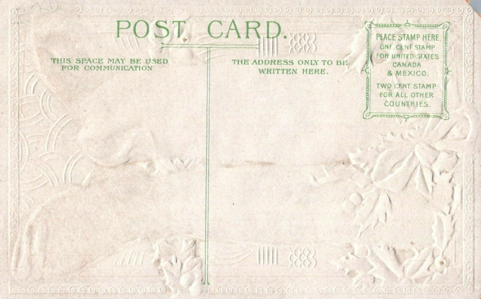 Glitter Happy New Year White Stripe Socks Green Bow Holly Silver Gilt Postcard