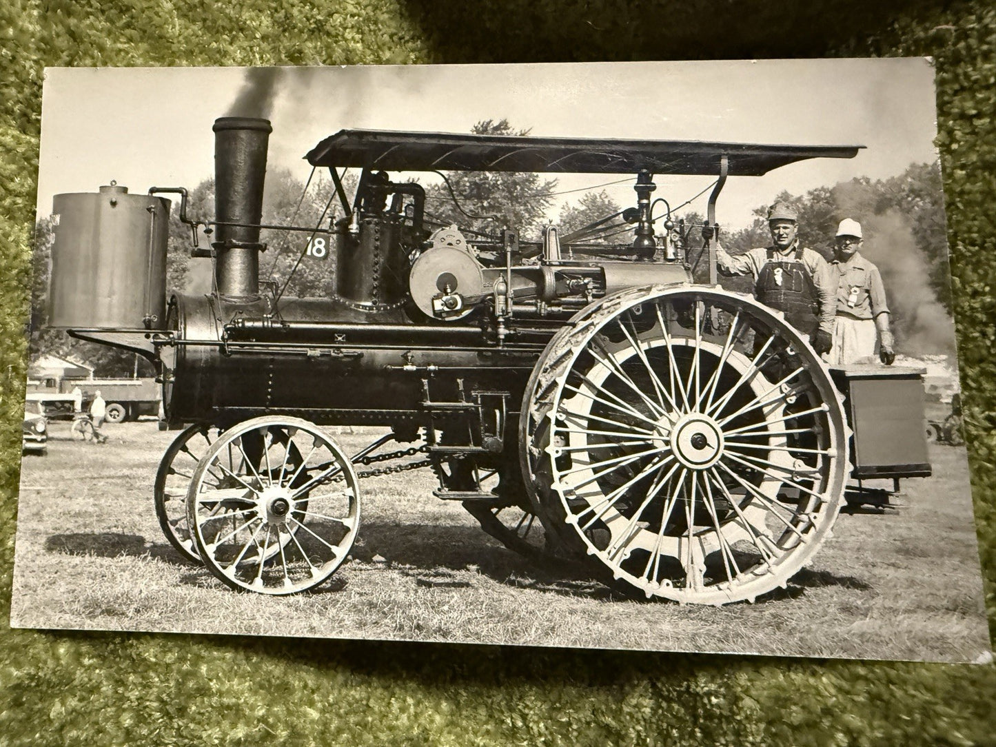 RPPC Real Photo Baker Steam Engine Postcard OLD TRACTOR