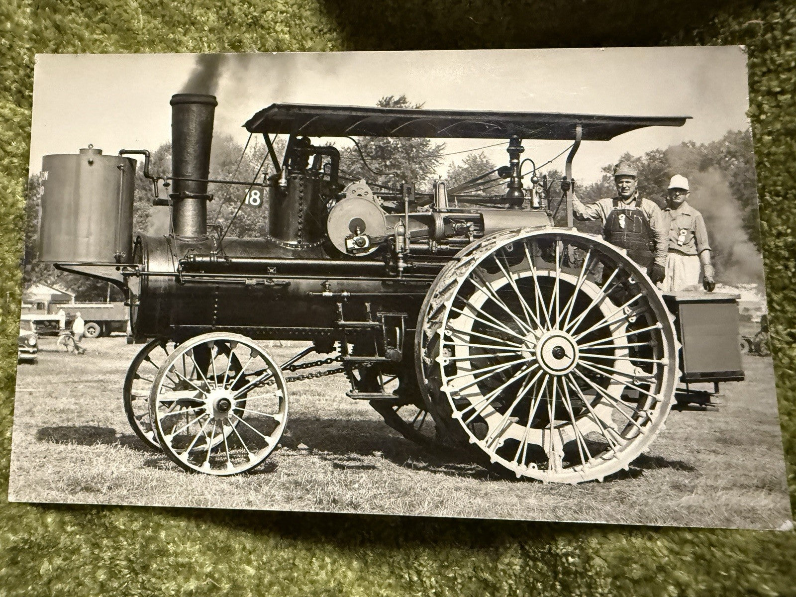 RPPC Real Photo Baker Steam Engine Postcard OLD TRACTOR