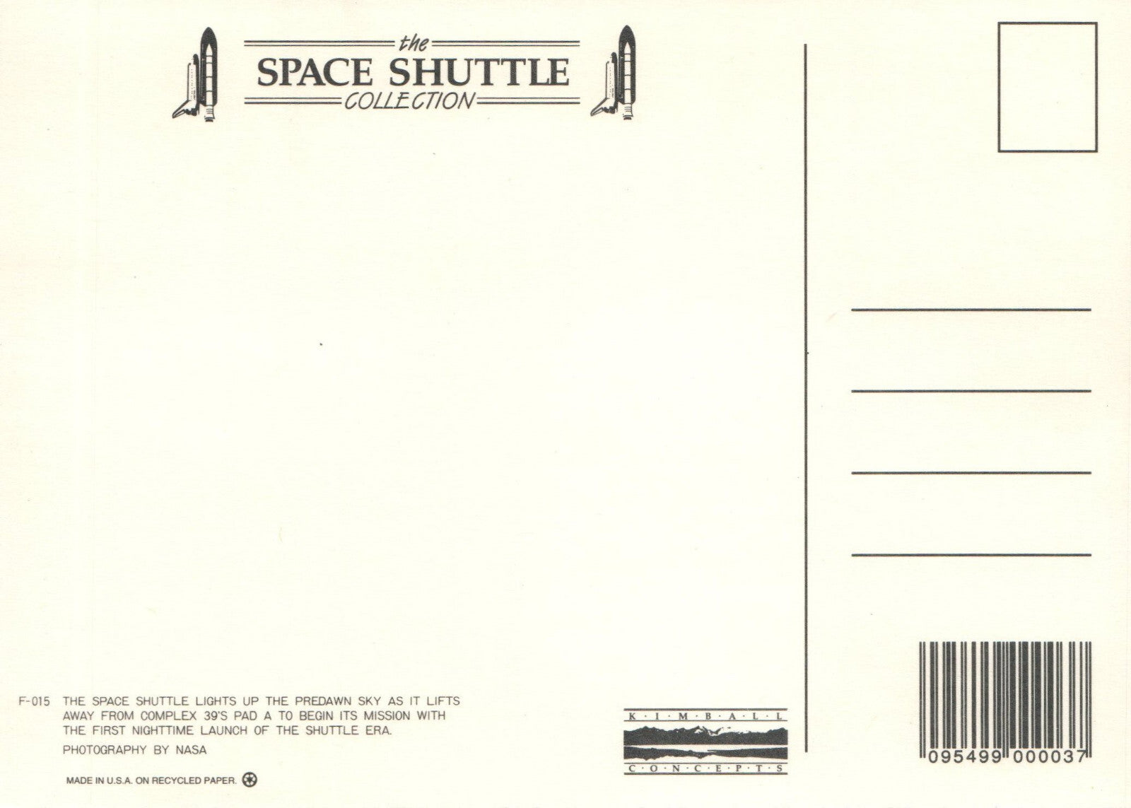 Space Shuttle Launch at Night NASA Space Large Postcard 
