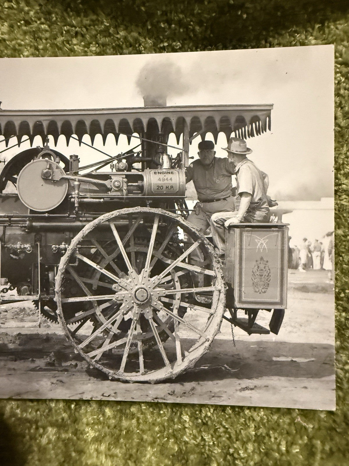 RPPC Real Photo Postcard OLD Steam TRACTOR Hay Bailer