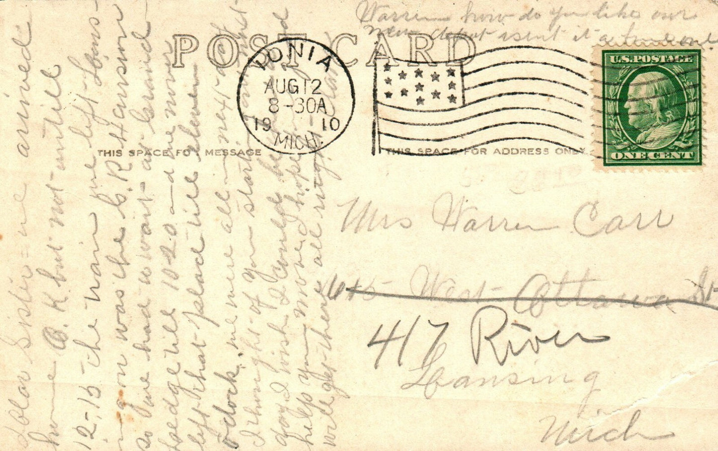 1910 Real Photo Grand Trunk Railroad Train Depot Ionia MI Michigan Postcard 