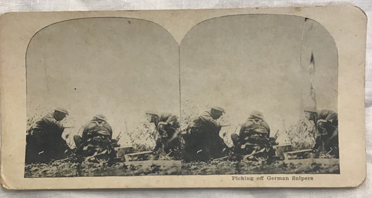 WWI Stereoview Picking Off German Snipers War