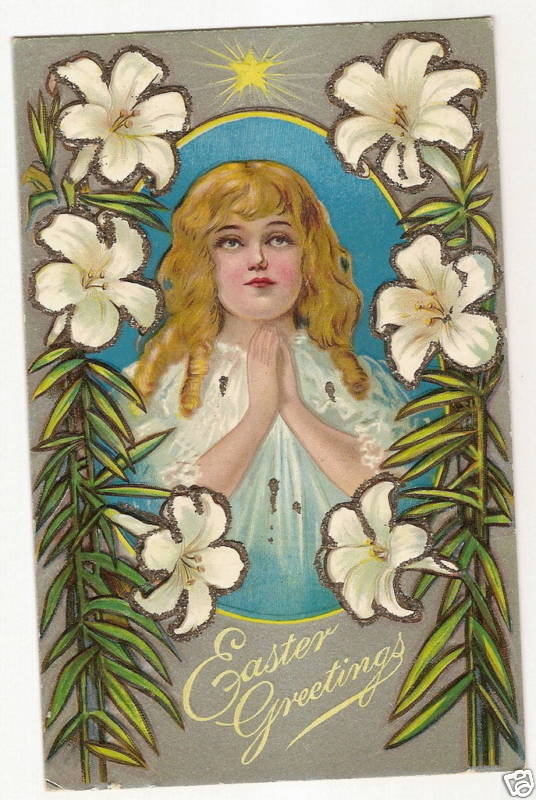 Beautiful Girl Child Lily Easter  Postcard Series