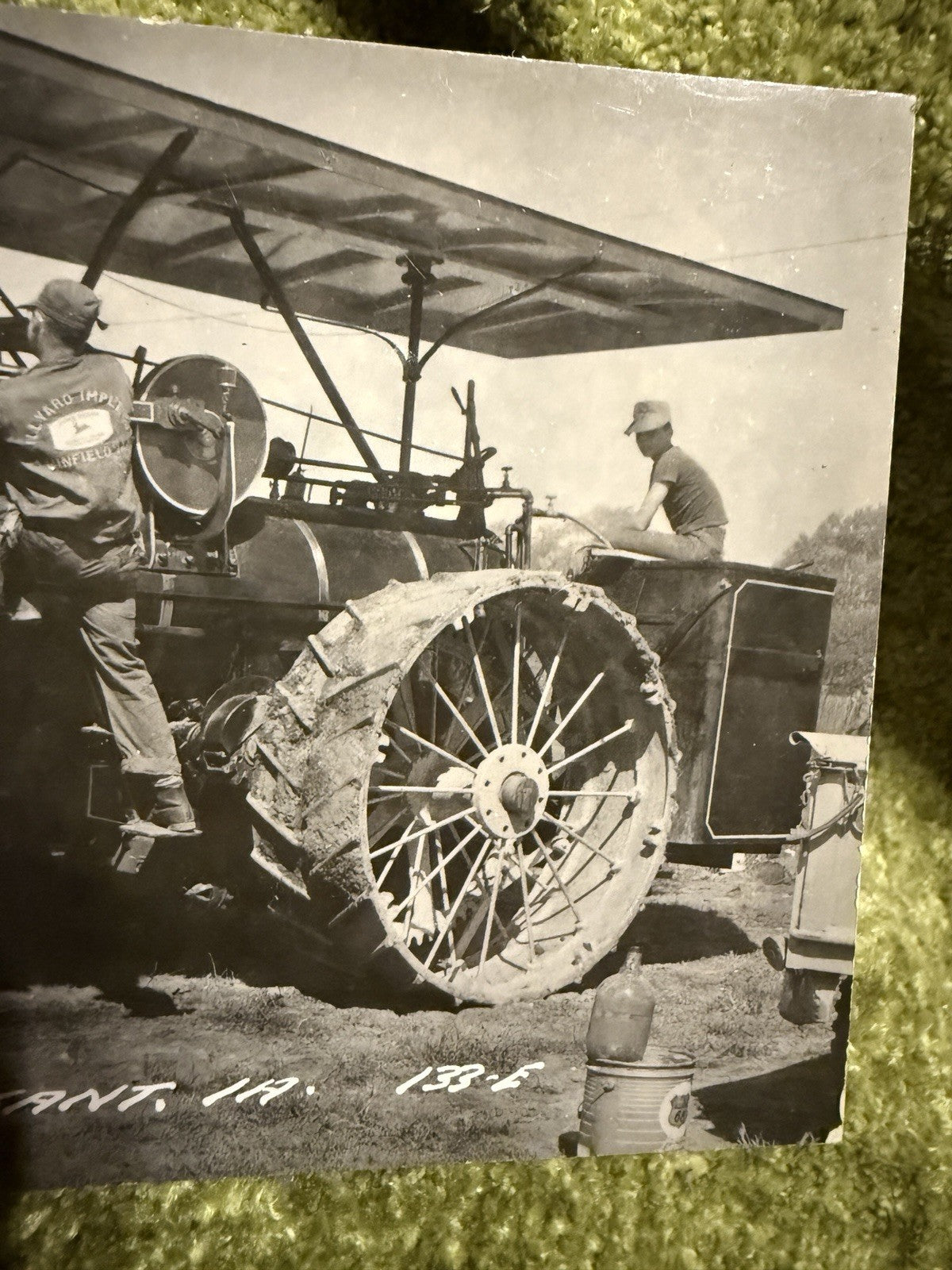 RPPC Real Photo Russell Steam Engine MT PLEASANT IOWA RPPC OLD TRACTOR 133-E