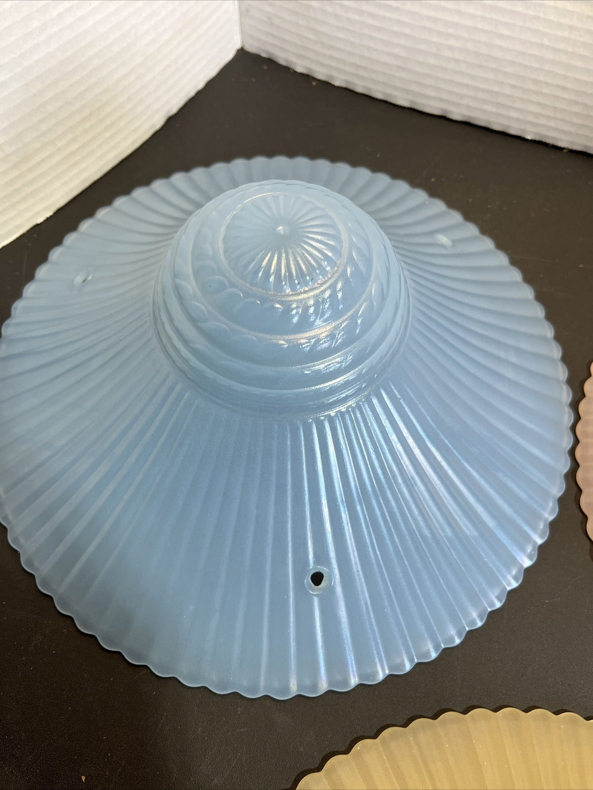 Vintage 11” Glass Shade 3 Hole