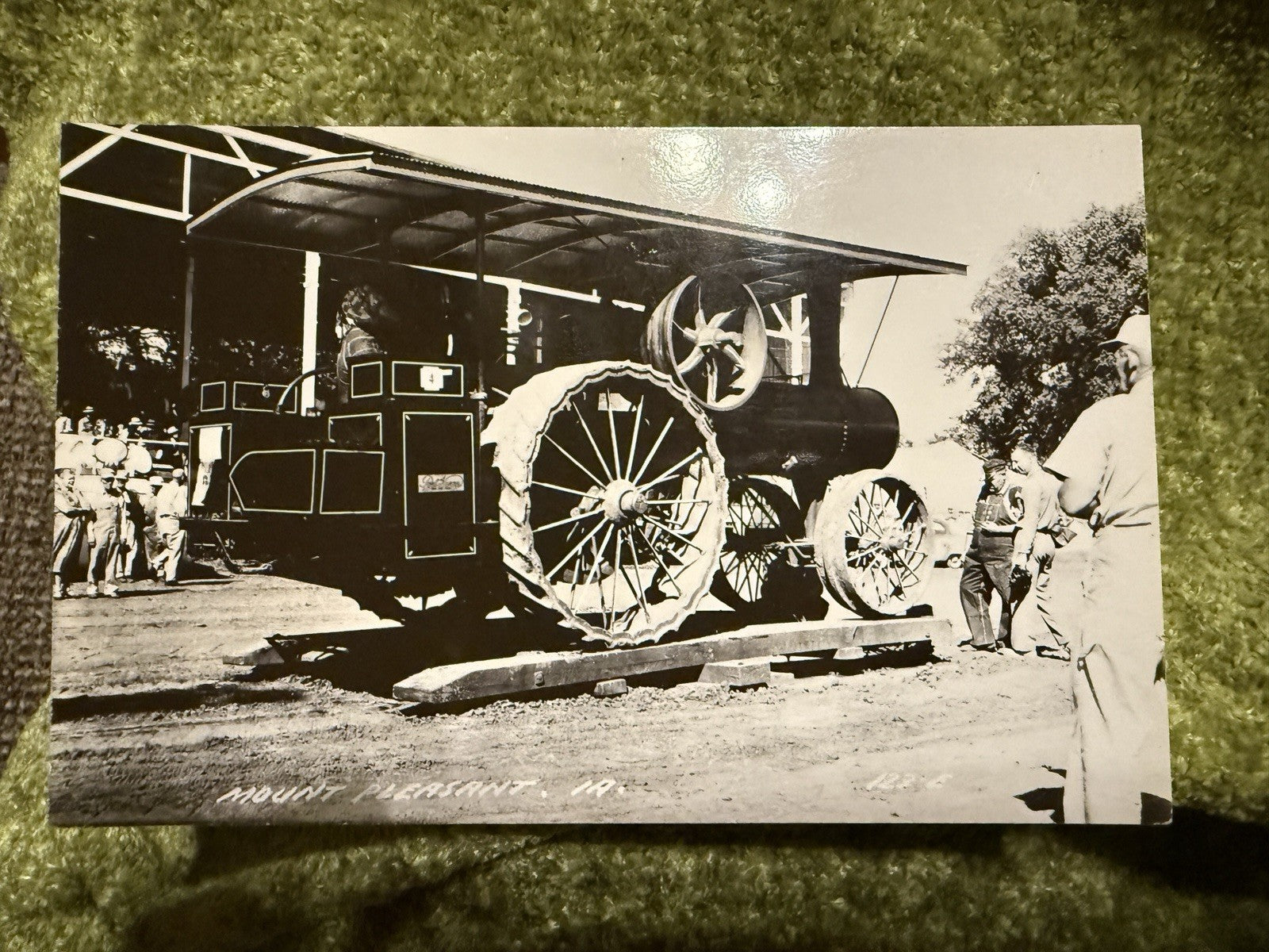 RPPC Real Photo MT PLEASANT IOWA RPPC Postcard OLD TRACTOR 123-E