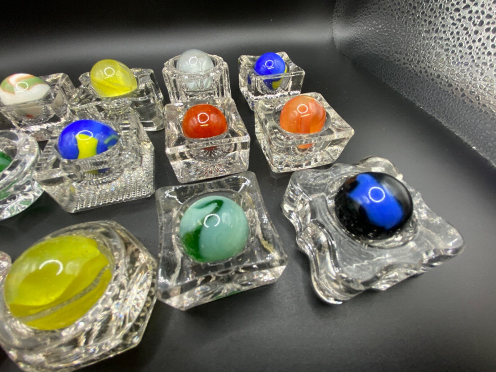 Vintage Lot of 15 large Marble boulders agate swirl Marbles Salt Dips NOT INCL