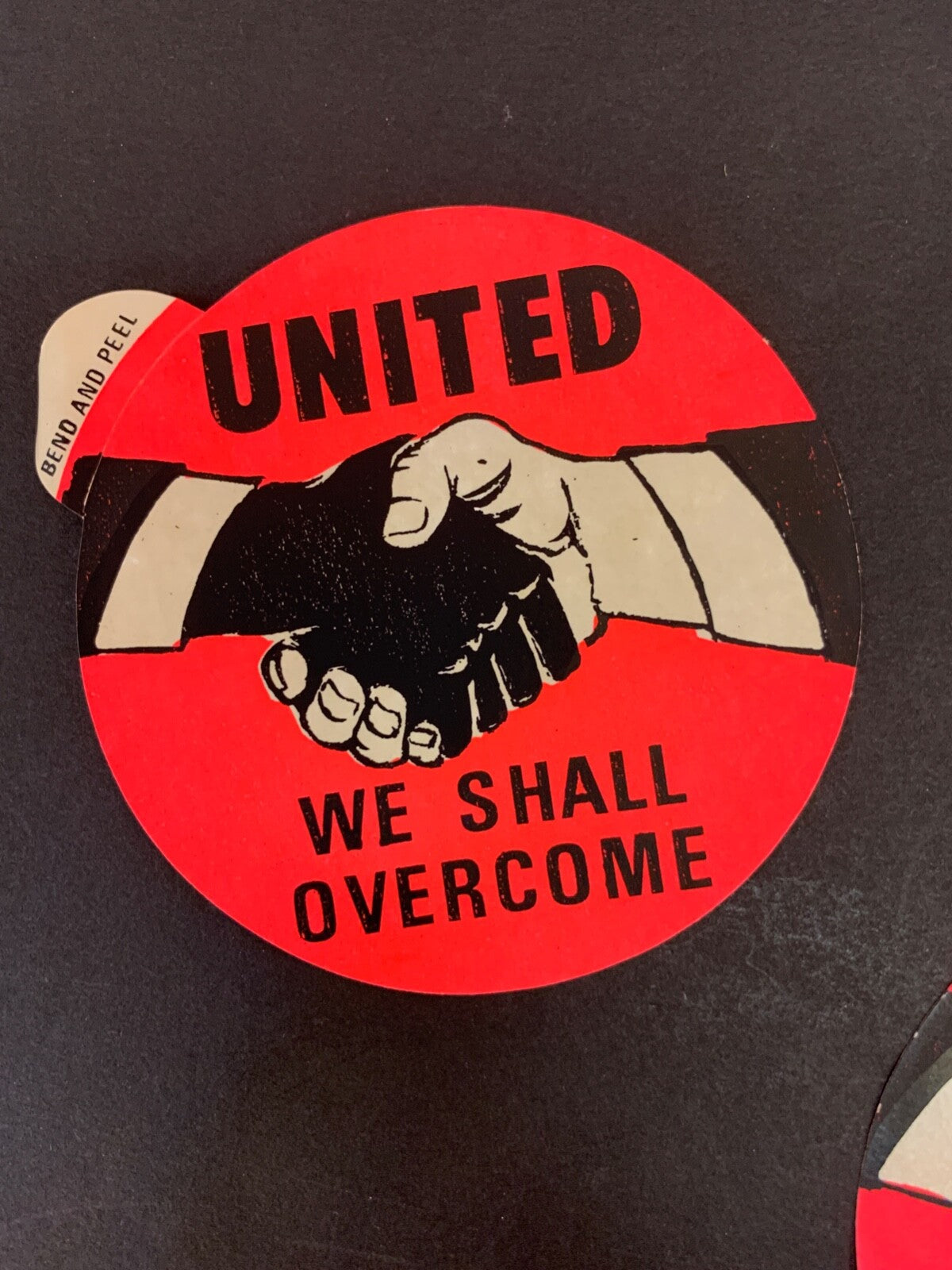 Lot of Five "United We Shall Overcome" Red/Pink 3' x 3' Sticker