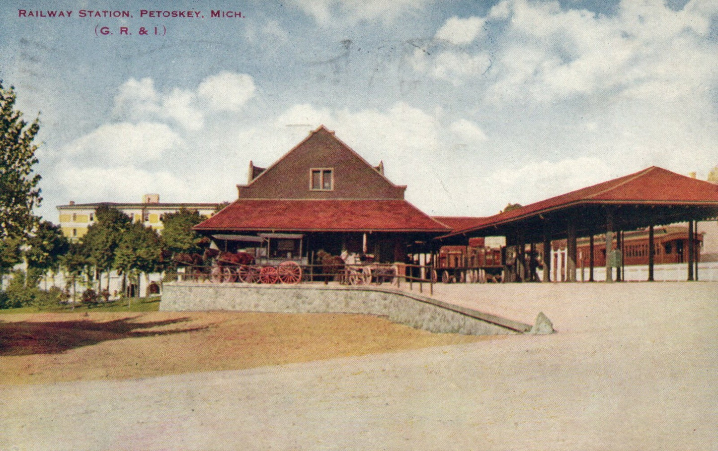 Railway Station, Petoskey Michigan Mich MI Postcard