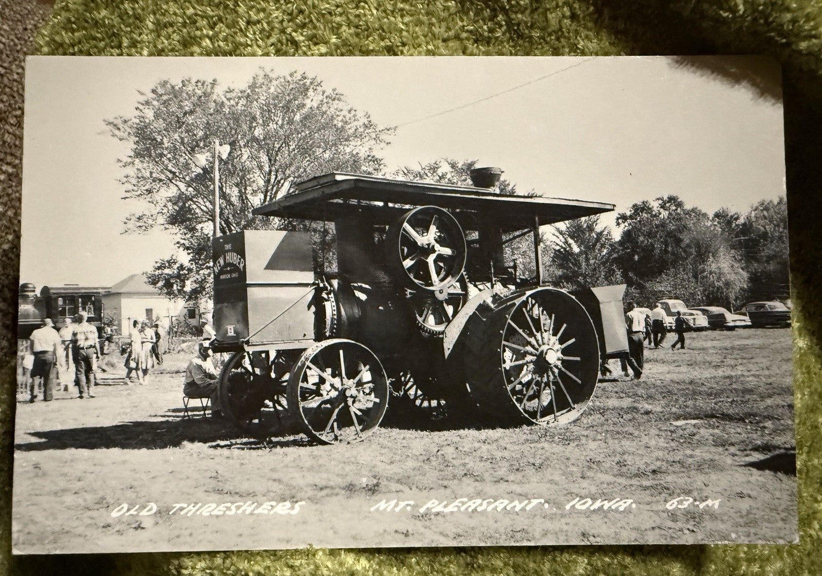 RPPC Real Photo MT PLEASANT IOWA RPPC Postcard OLD THRESHER Tractor 63-M