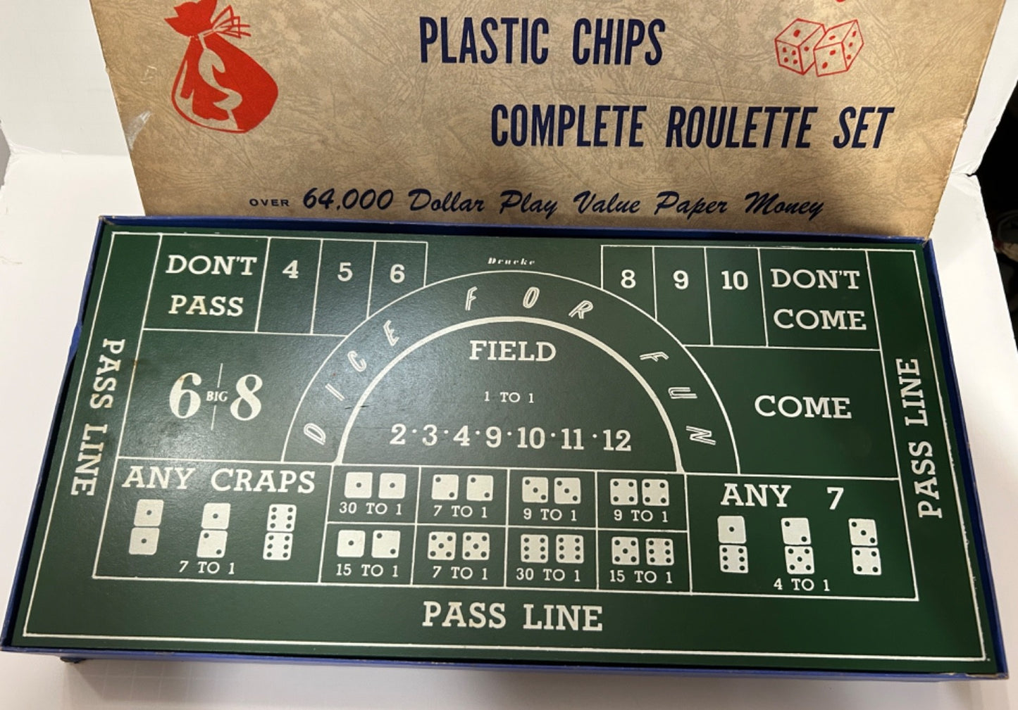RARE 1950'S VINTAGE ROULETTE FOR FUN CASINO GAME COMPLETE SET  DRUEKE & SONS