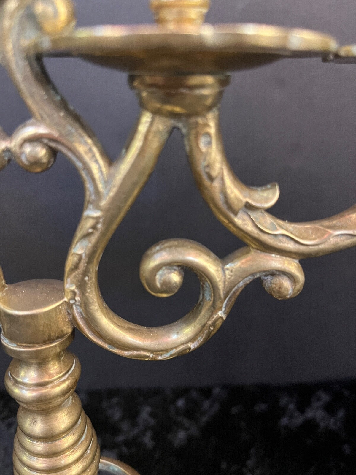 Vintage Brass Candelabra with Lion Holding Shield