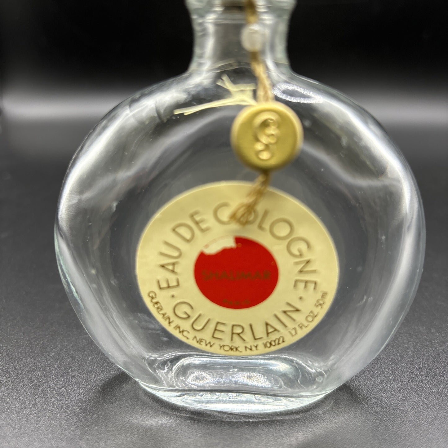 Vintage Guerlain SHALIMAR EMPTY GLASS bottle Eau De Cologne 1.7”   oz