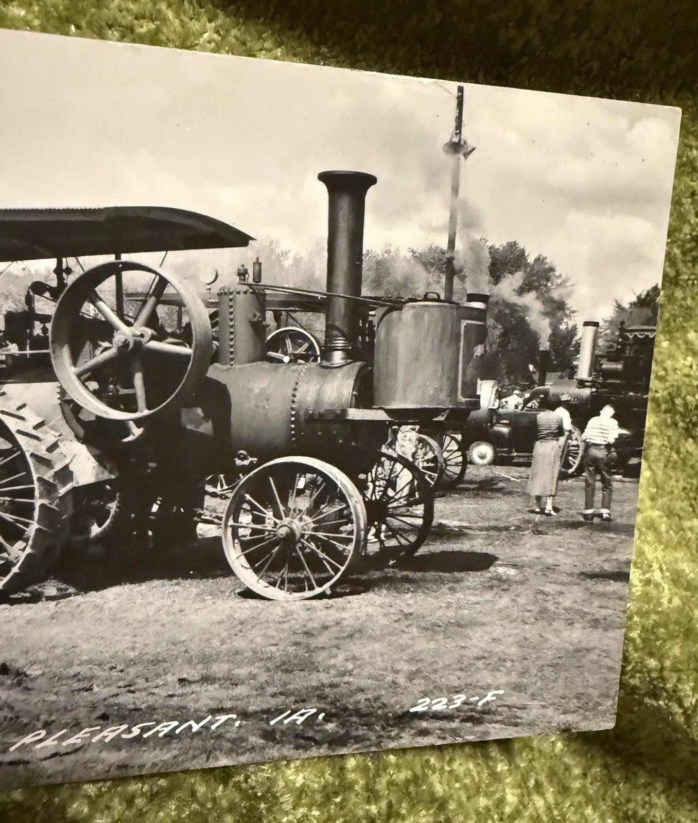 RPPC Real Photo MT PLEASANT IOWA RPPC Postcard OLD TRACTOR 223-F