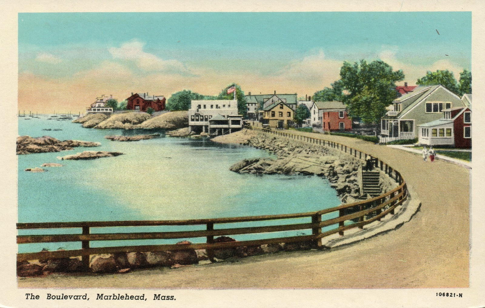 The Boulevard Marblehead Massachusetts MA  Postcard