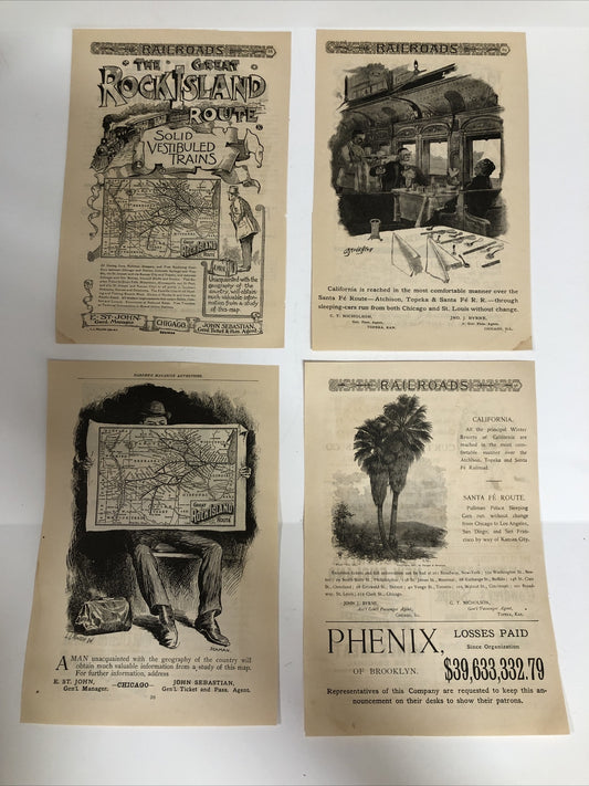 1891 Harpers Magazine Advertisements Ads Railroad Set of 4