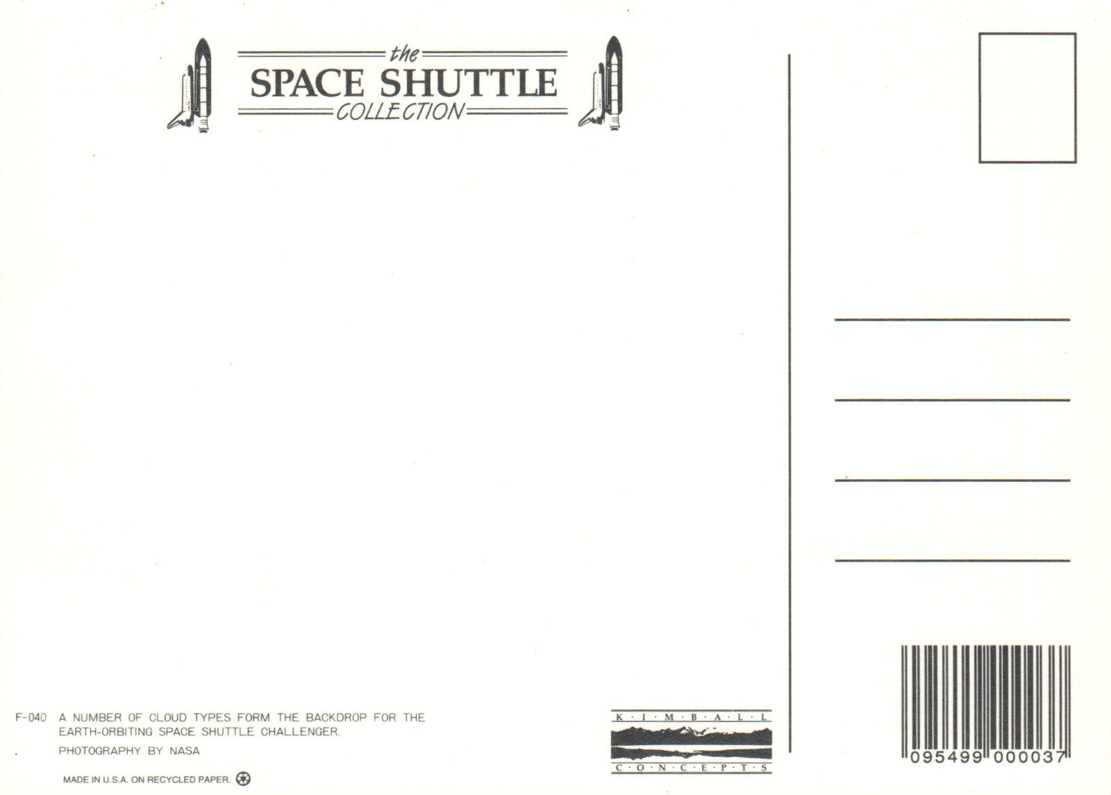 Earth-Orbiting Space Shuttle Challenger NASA Space Large Postcard 