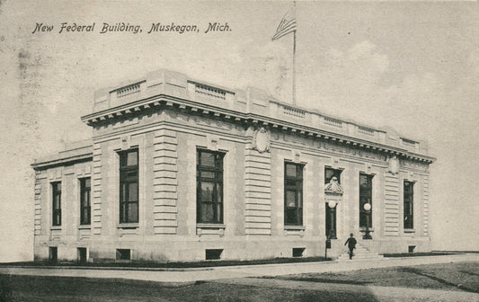 1909 New Federal Building Muskegon Michigan MI Postcard