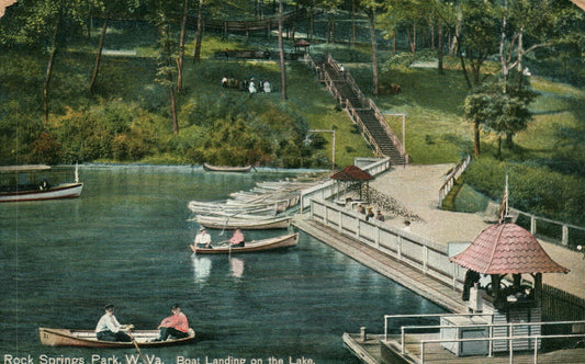 1911 Rock Springs Park Landing on the Lake Boat Dock WV West Virginia  Postcard 