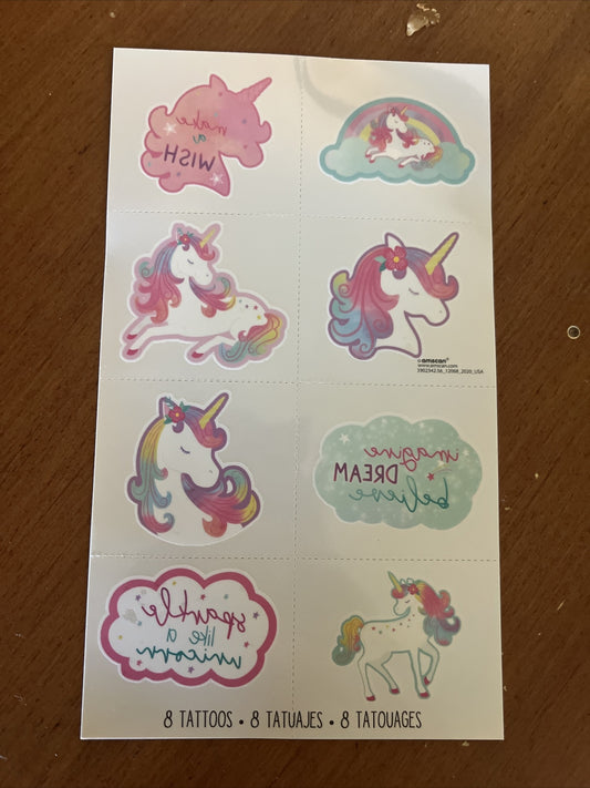 10 X Unicon Kids Cartoon Waterproof Body Temporary Tattoos Stickers US