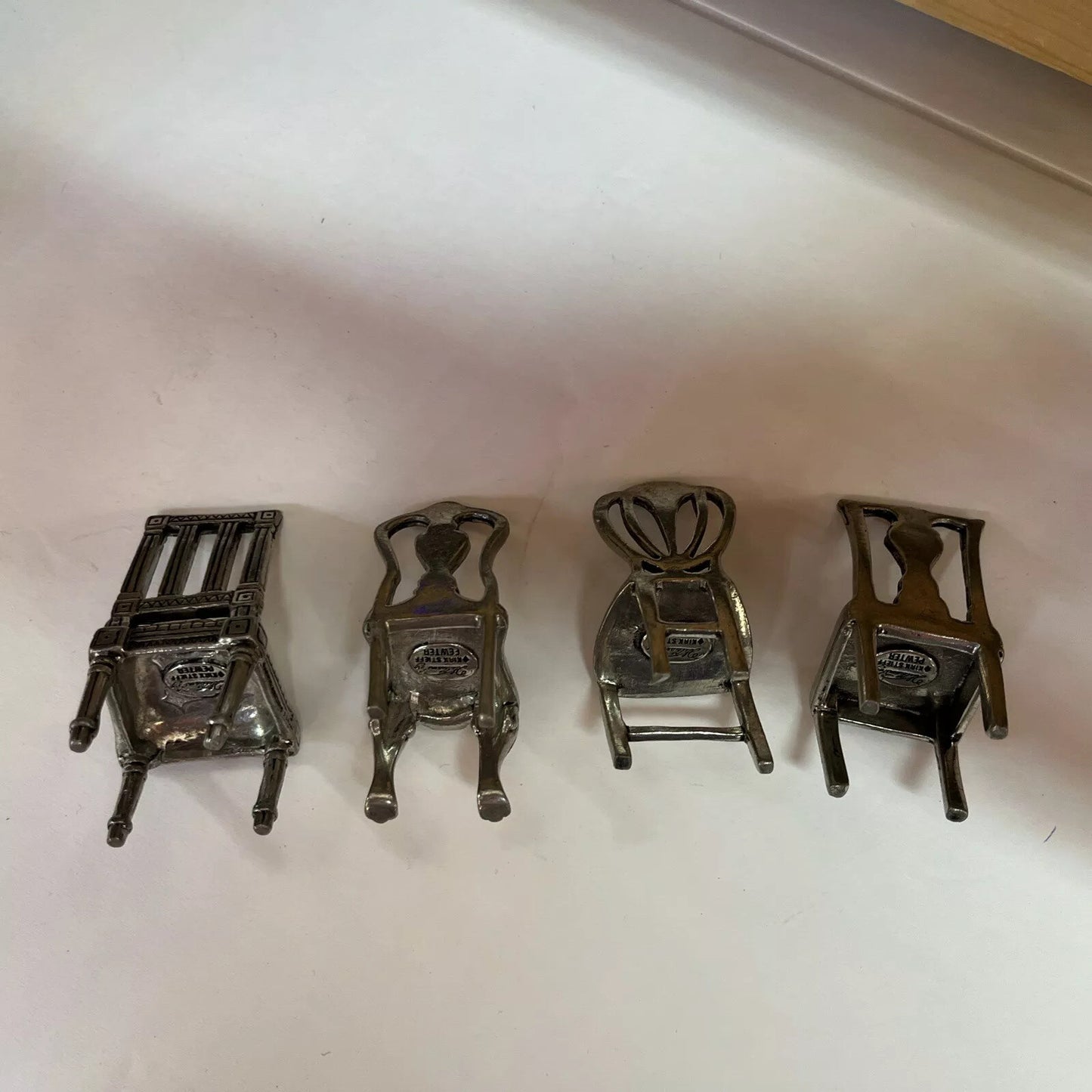 Dollhouse Doll Furniture  Chairs pewter (4)