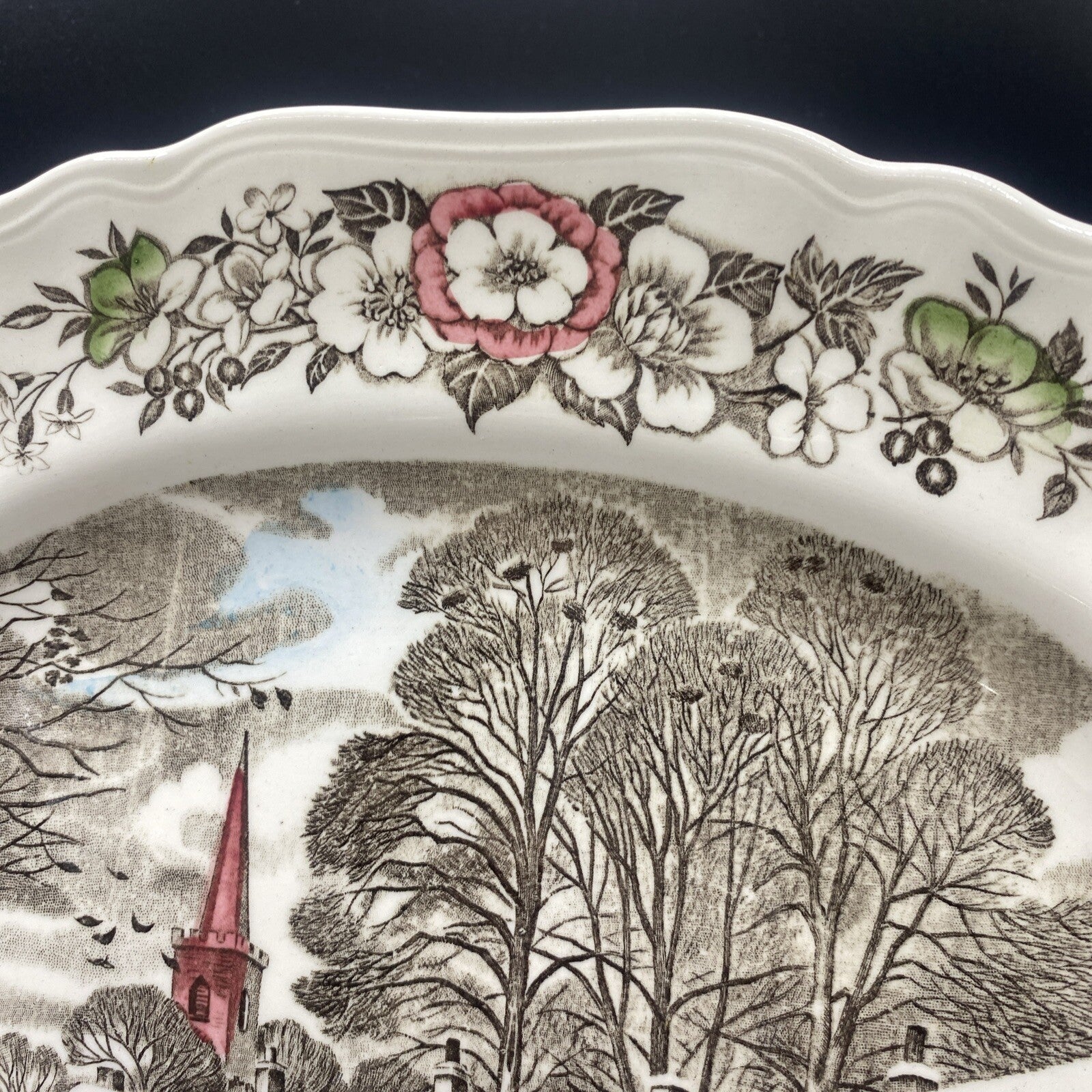 12" English Staffordshire J & G Meakin Stratford-On-Avon Oval Serving Platter