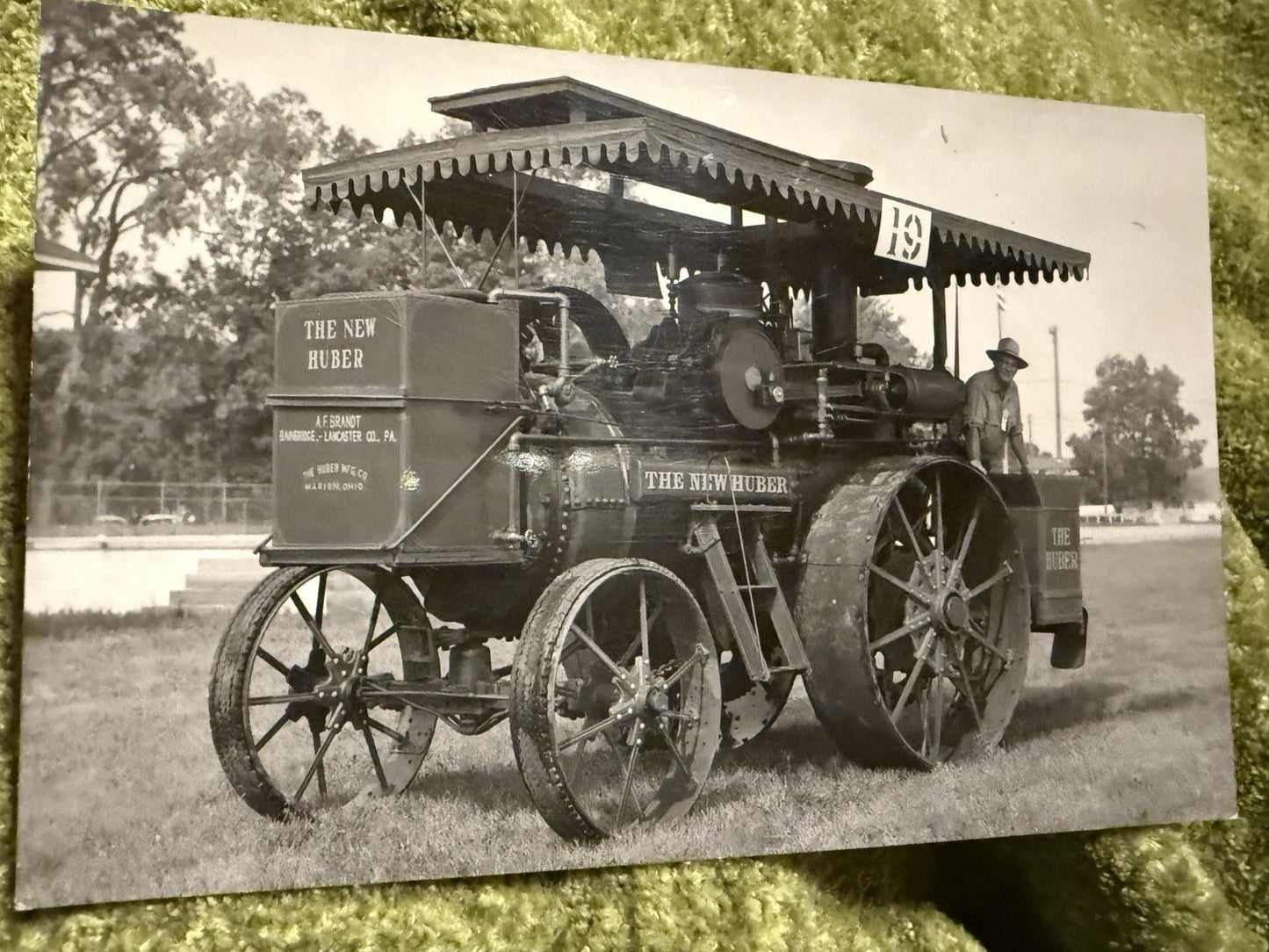 RPPC Real Photo The New Huber Postcard OLD TRACTOR AF Brandt PA Marion OHIO OH