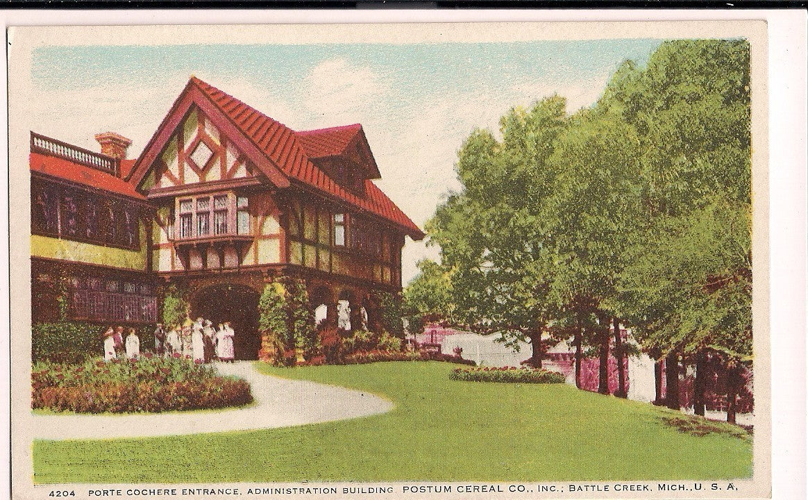 Battle Creek Postum Cereal Administration Building MI Michigan Mich  Postcard