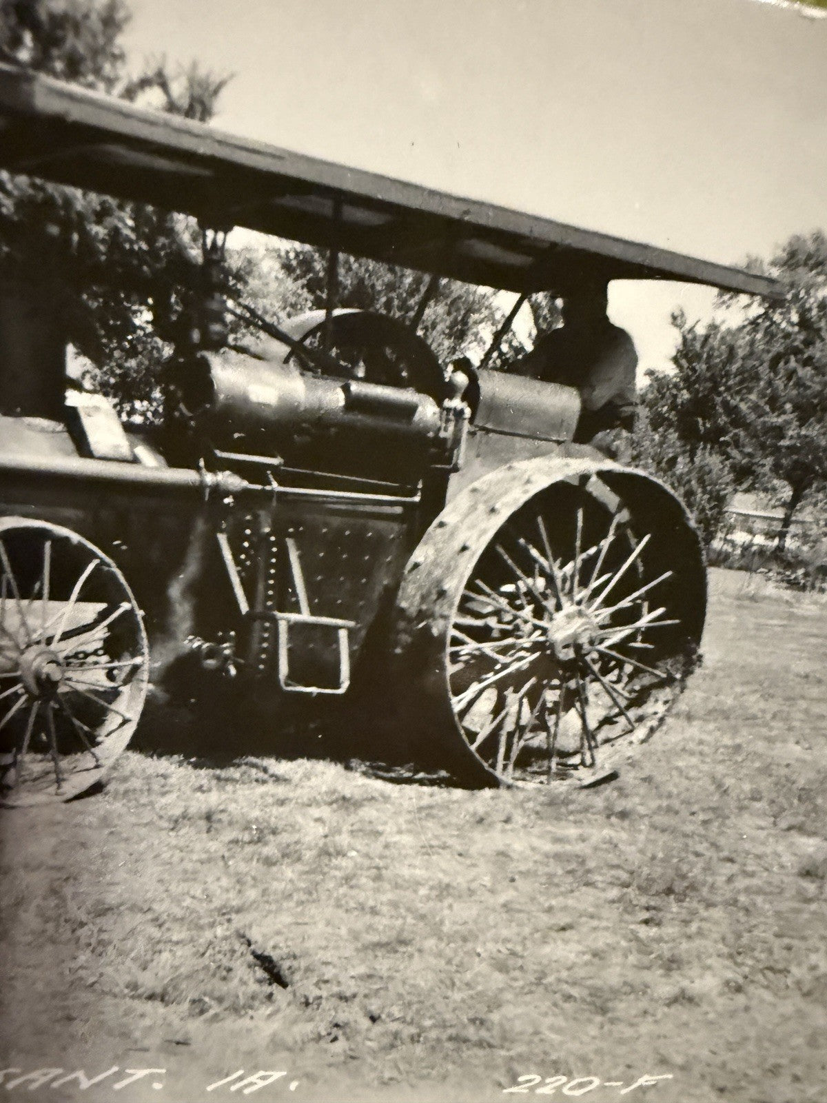 RPPC Real Photo MT PLEASANT IOWA RPPC Postcard OLD TRACTOR 220-F