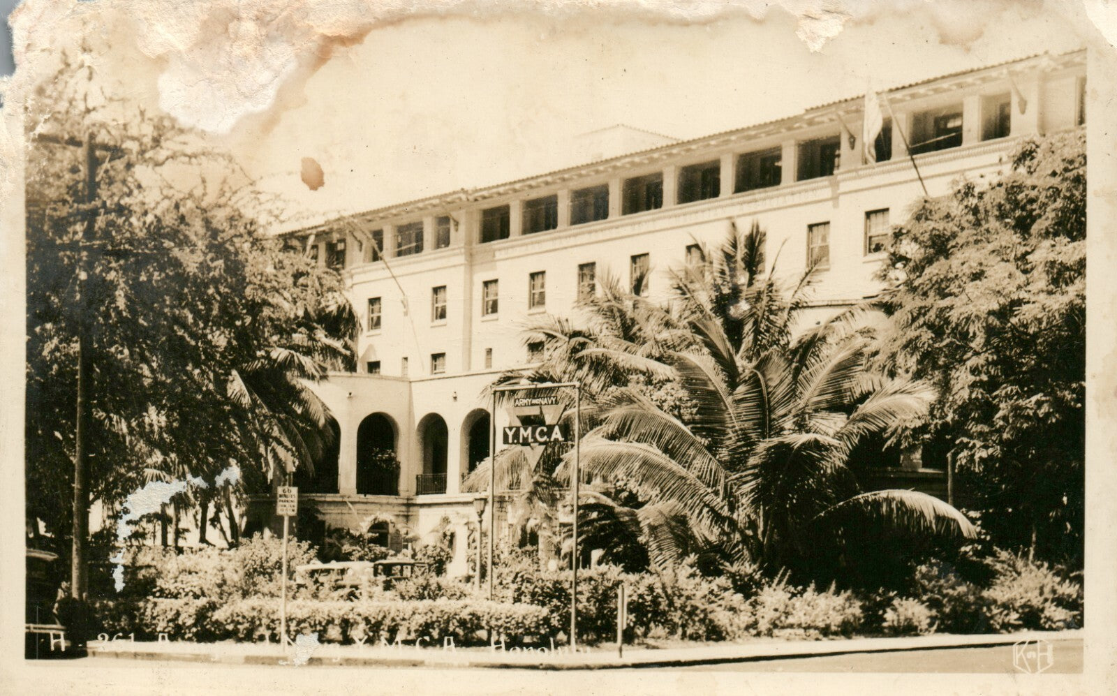 1940's Real Photo  ARMY NAVY YMCA  Honolulu  Hawaii HI Postcard