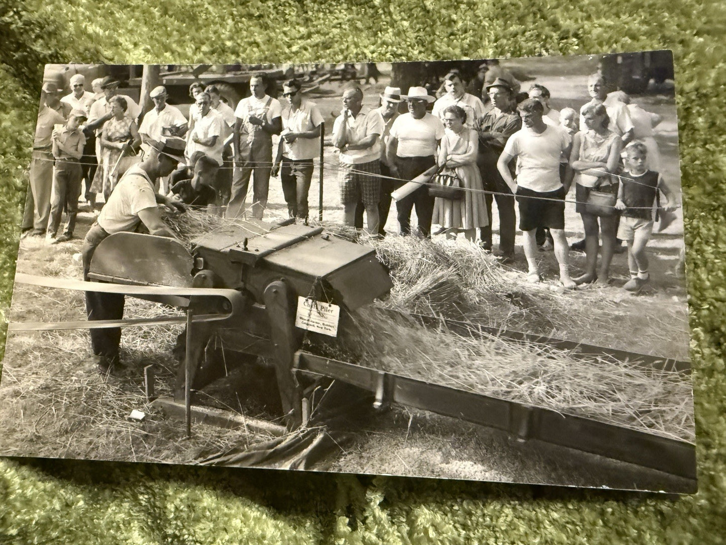 RPPC Real Photo Postcard OLD Threshing chaff piler TRACTOR Wauseon Ohio OH