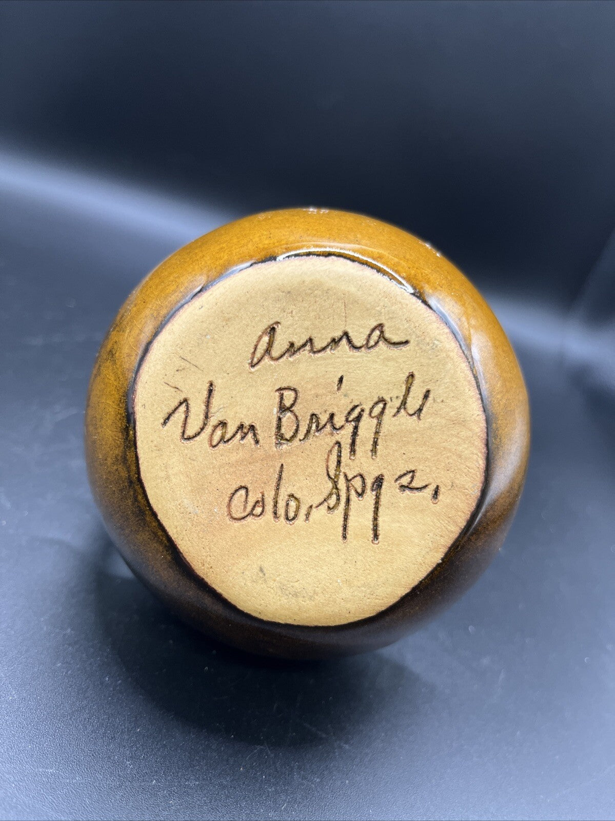 Vtg. Anna Van Briggle Brown Pottery Pitcher 6-1/2” 
