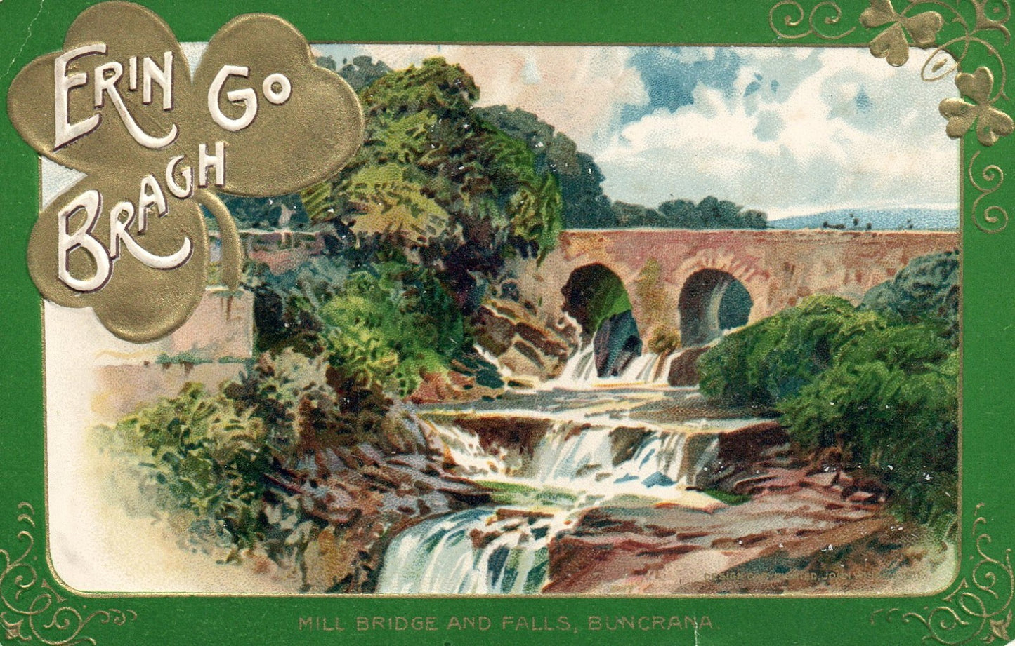Winsch St Patrick's Day Irish Flag Series Ireland Mill Bridge Falls Buncrana