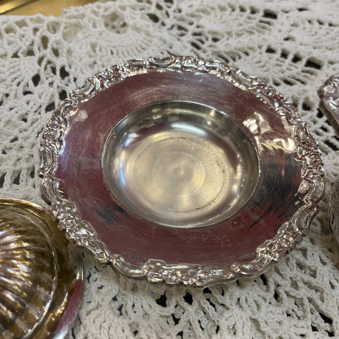 Silver Plate Sugar Bowl Jelly Dish With Lid  Two Handles And Plate 2 Available