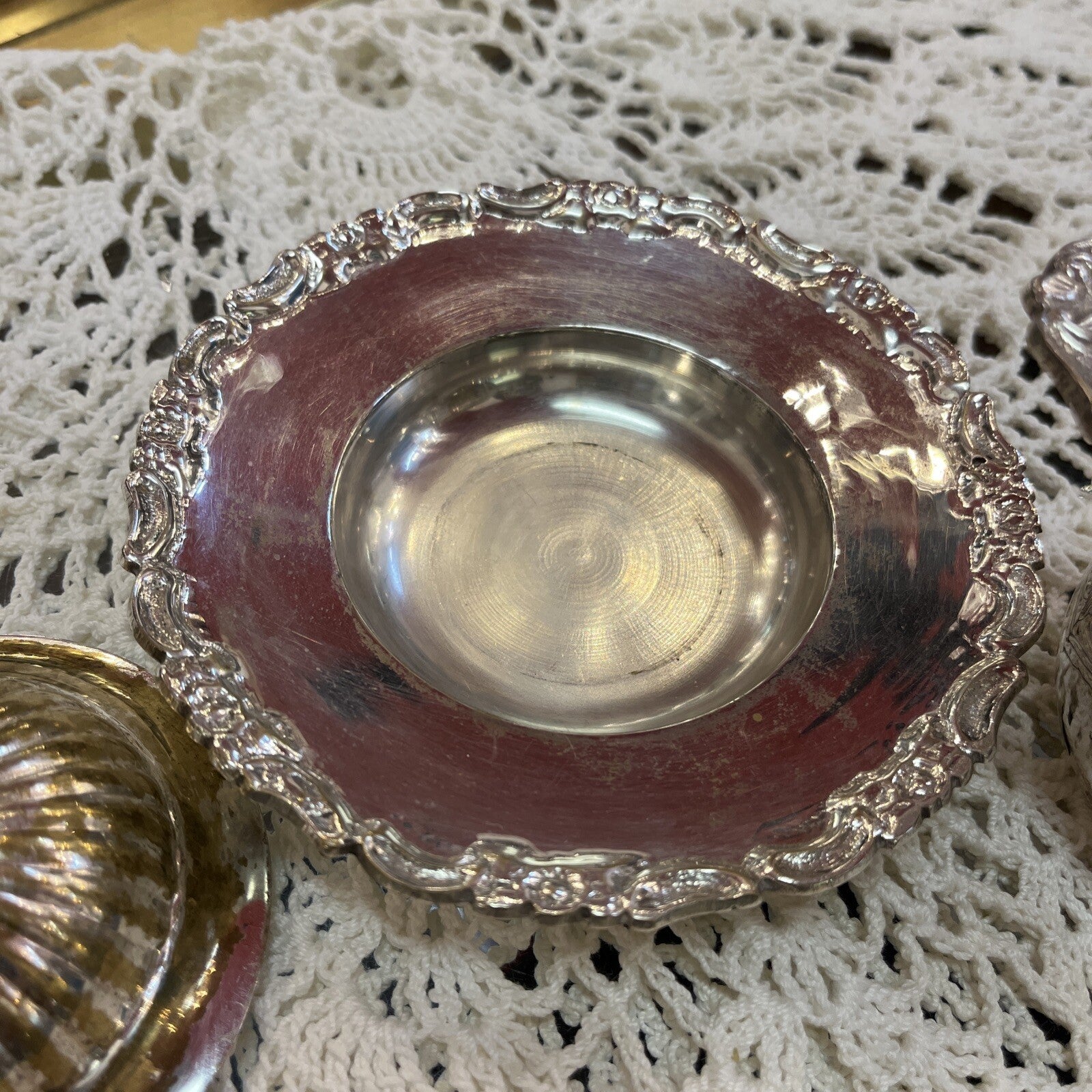Silver Plate Sugar Bowl Jelly Dish With Lid  Two Handles And Plate 2 Available