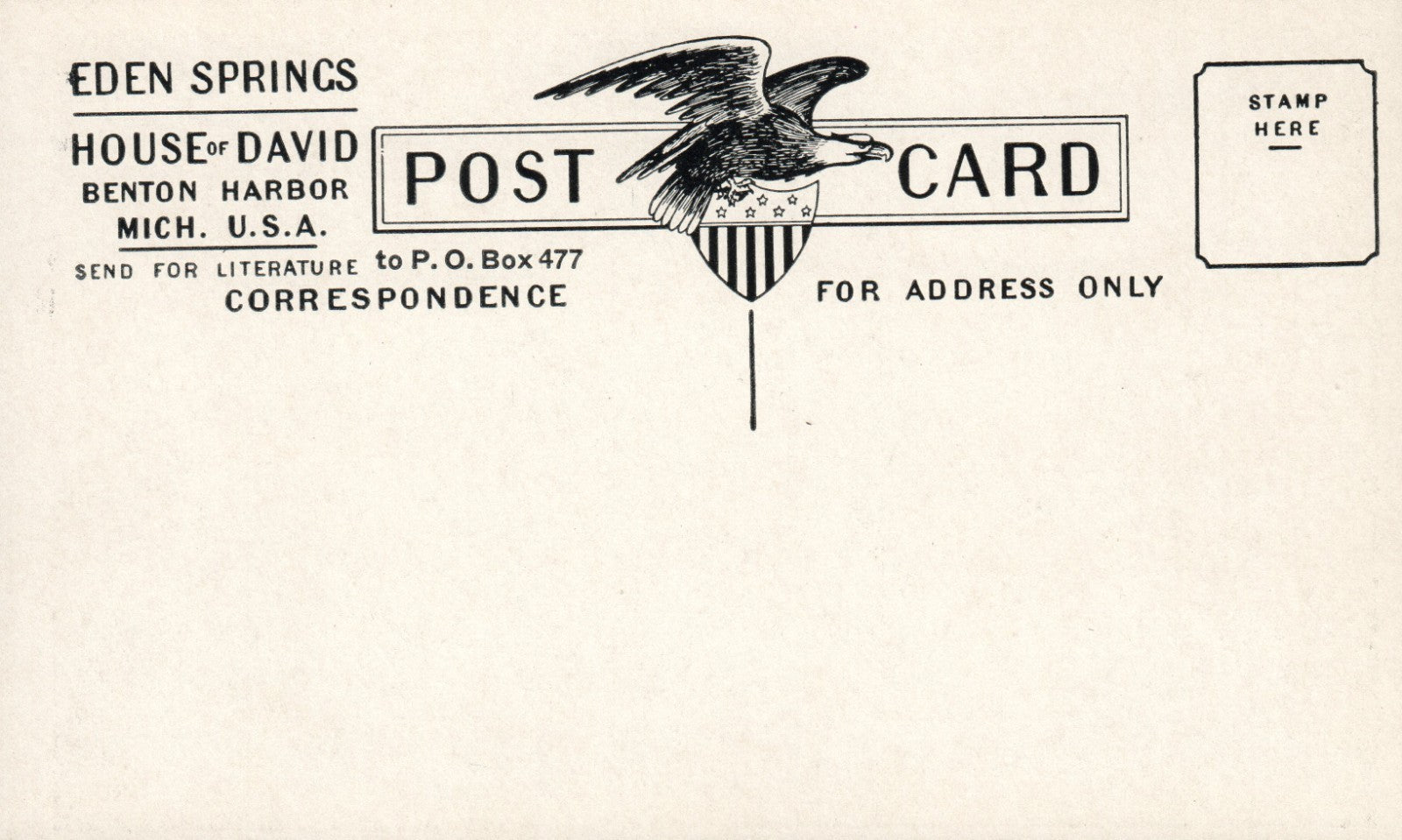Park Entrance House of David Benton Harbor MI Michigan Postcard