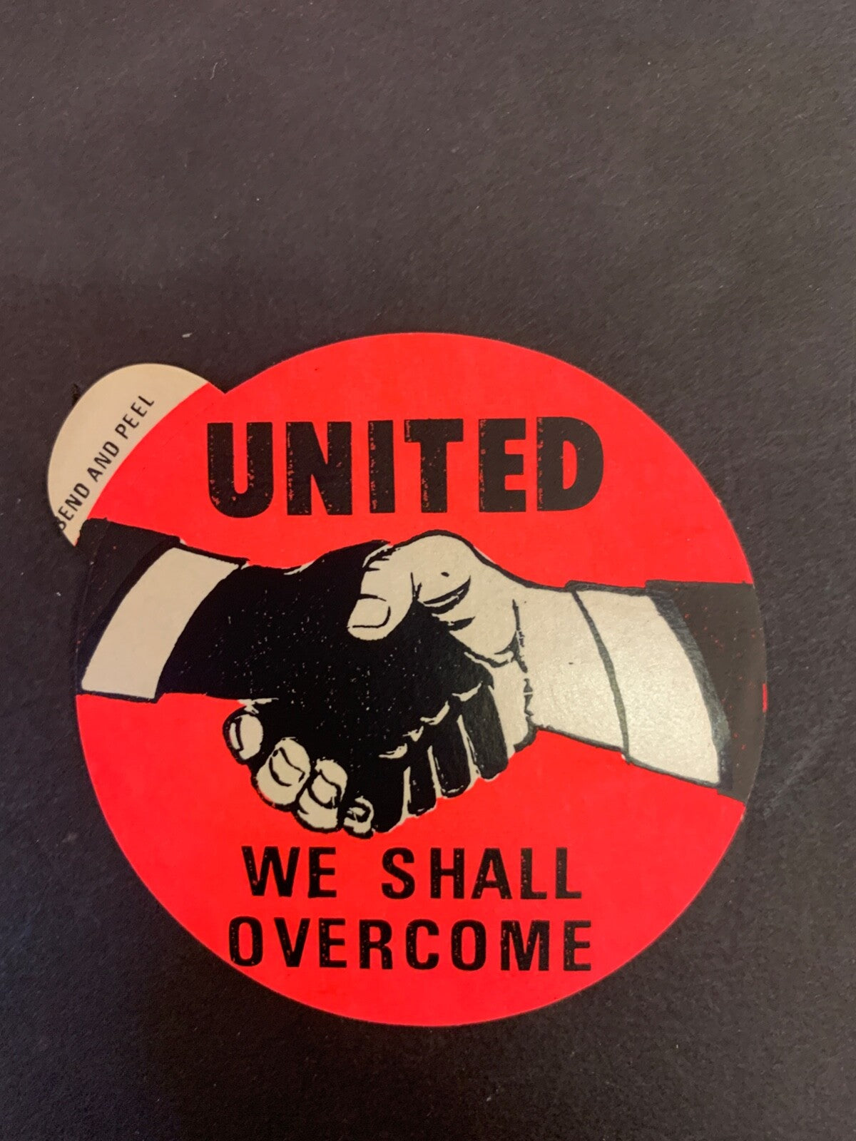 Lot of Five "United We Shall Overcome" Red/Pink 3' x 3' Sticker
