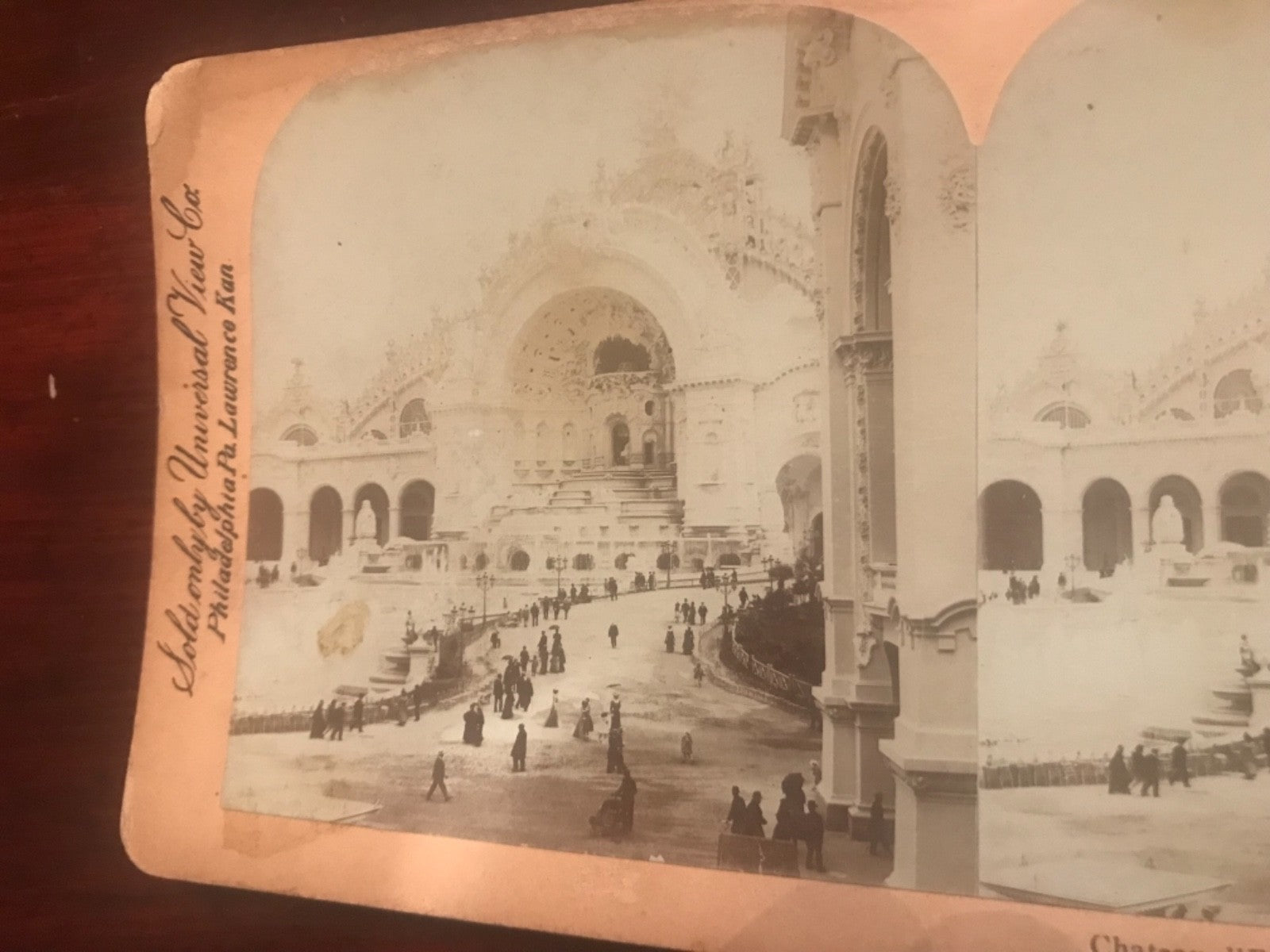 Real photo stereoview Chateau d’Eau or Water Palace Paris France Exposition 1900