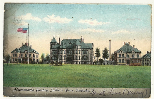 Administration Building Soldiers Home Sandusky Ohio OH Military Postcard