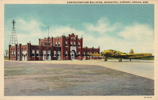 Administration Building Municipal Airport Omaha Nebraska NE Postcard